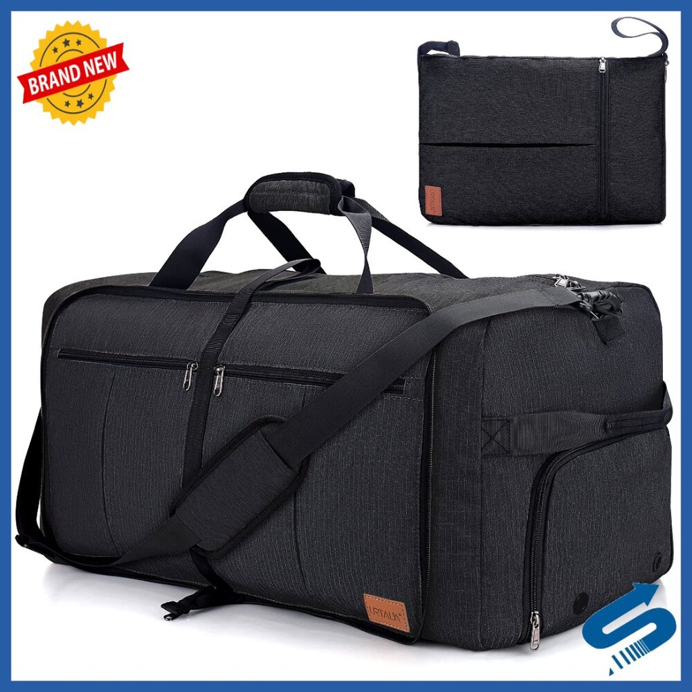 100l Foldable Travel Duffle Bag With Shoe Compartment, Waterproof & Tear